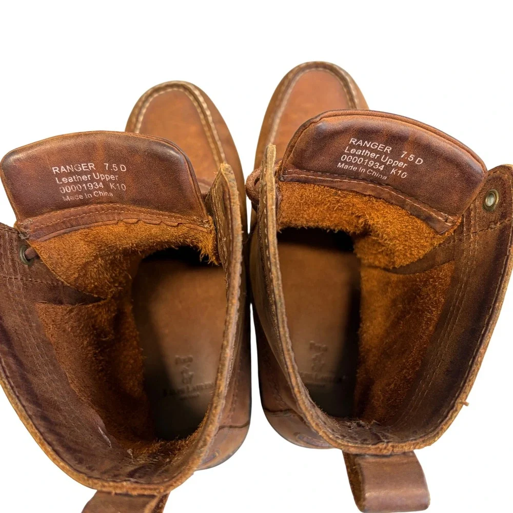 Polo Ralph Lauren Ranger Brown Leather Moc Toe Buckle Lug Sole Boots Mens 7.5 D